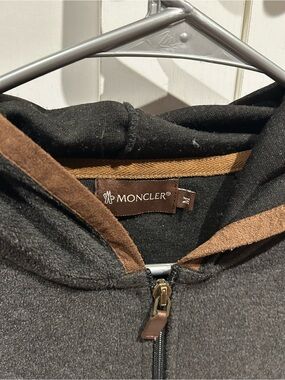Moncler Black and Brown Hooded Zip Jacket